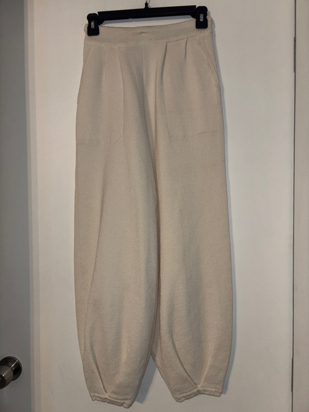 Cream Cozy Knit Jogger Pants